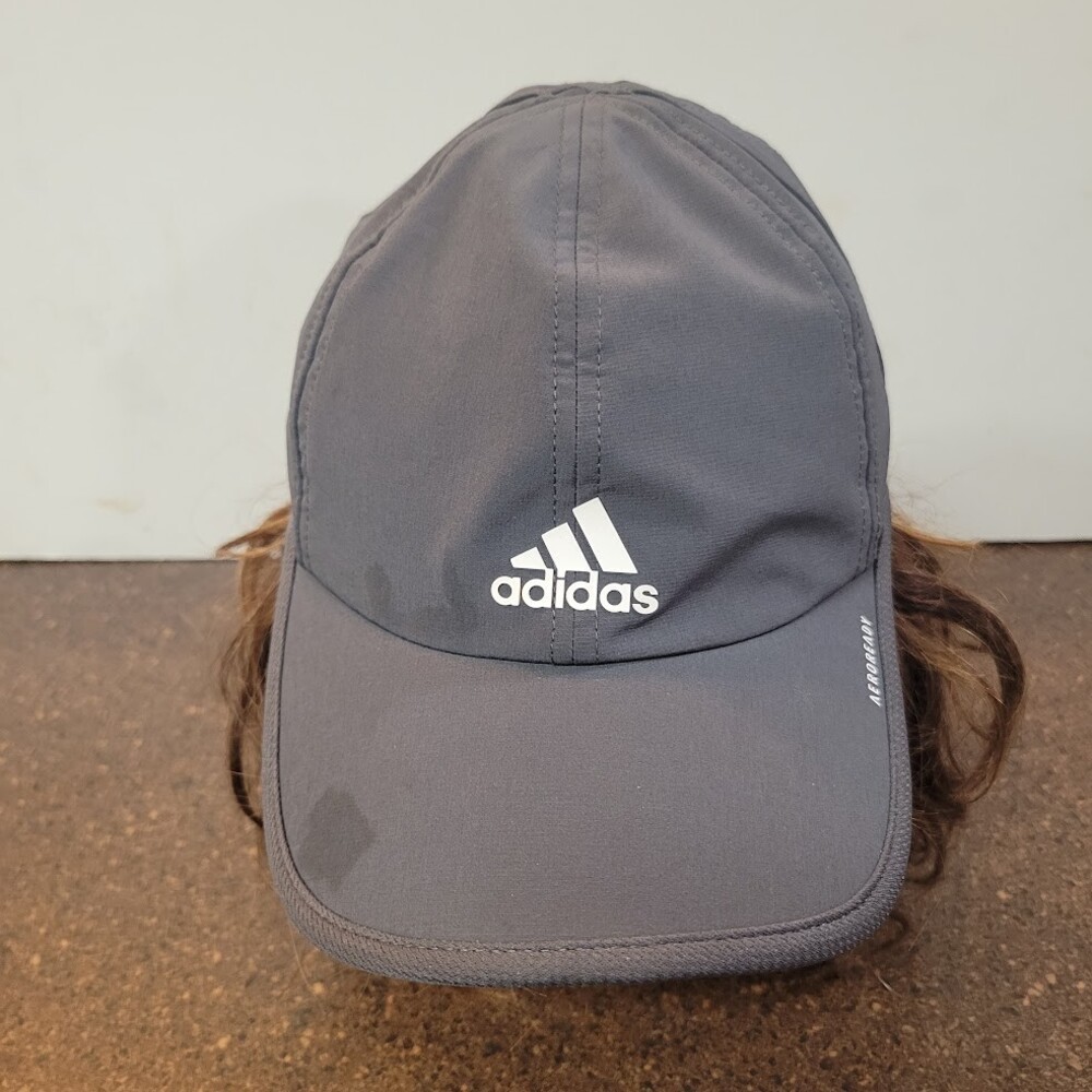 Adidas Hat Grey Aeroready Lightweight Adjustable Golf Tennis Running One Size